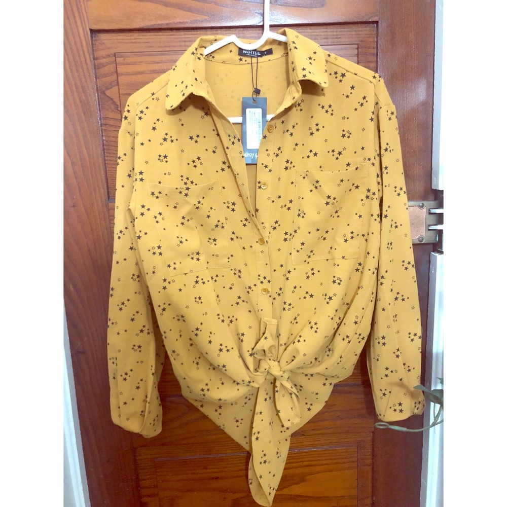 NastyGal oversized button-down w/ star detail/TAGS